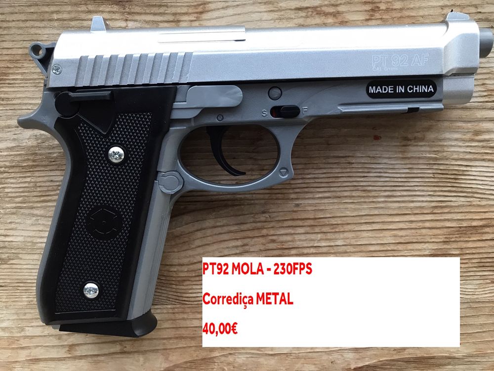 Pistola Airsoft MOLA Taurus PT92 + Walther PPQ + SigSauer SP2022 NOVA Corrediça METAL