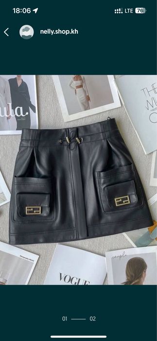 Юбка в стиле Фенди F*ndi кожа