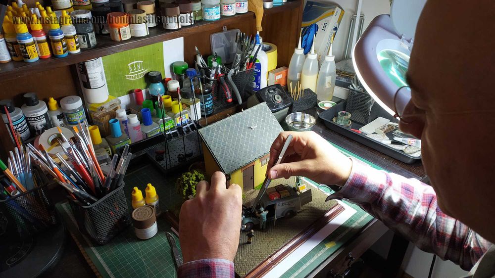 Diorama - modelo vintage em escala 1:35 - Mercedes Benz 170 V