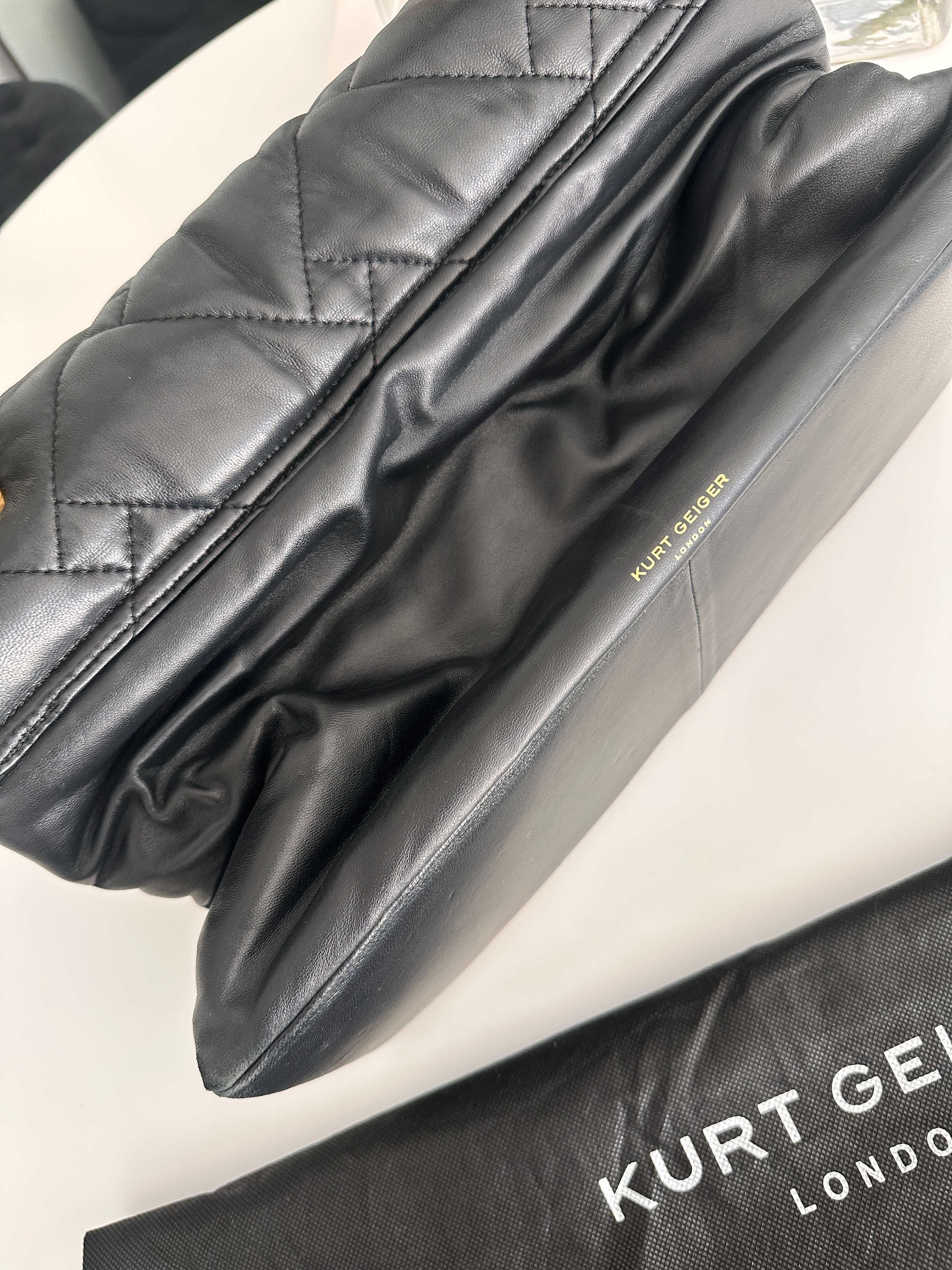Kurt Geiger Kensington Soft XXL Bag - BLACK  skóra naturalna