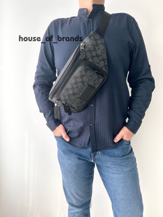 COACH Track Belt Bag Чоловіча шкіряна сумочка бананка мужская сумка