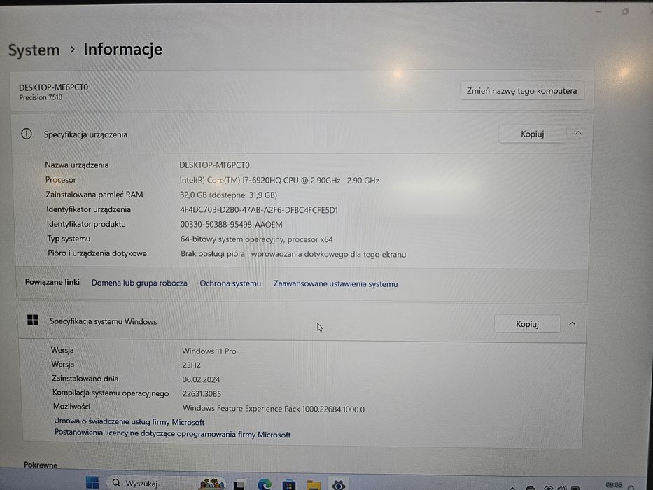 Laptop Dell Precision 7510 32GB