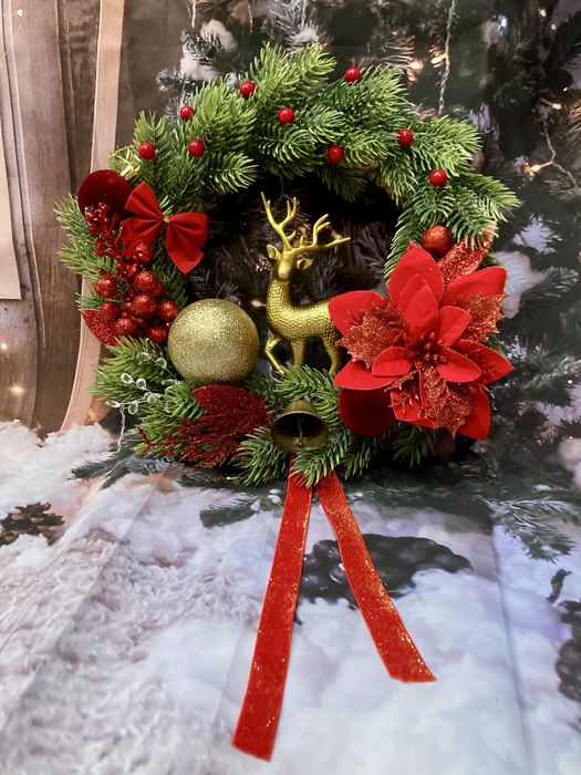 Wianek bozonarodzeniowy zimowy dekoracja drzwi okna naturalny