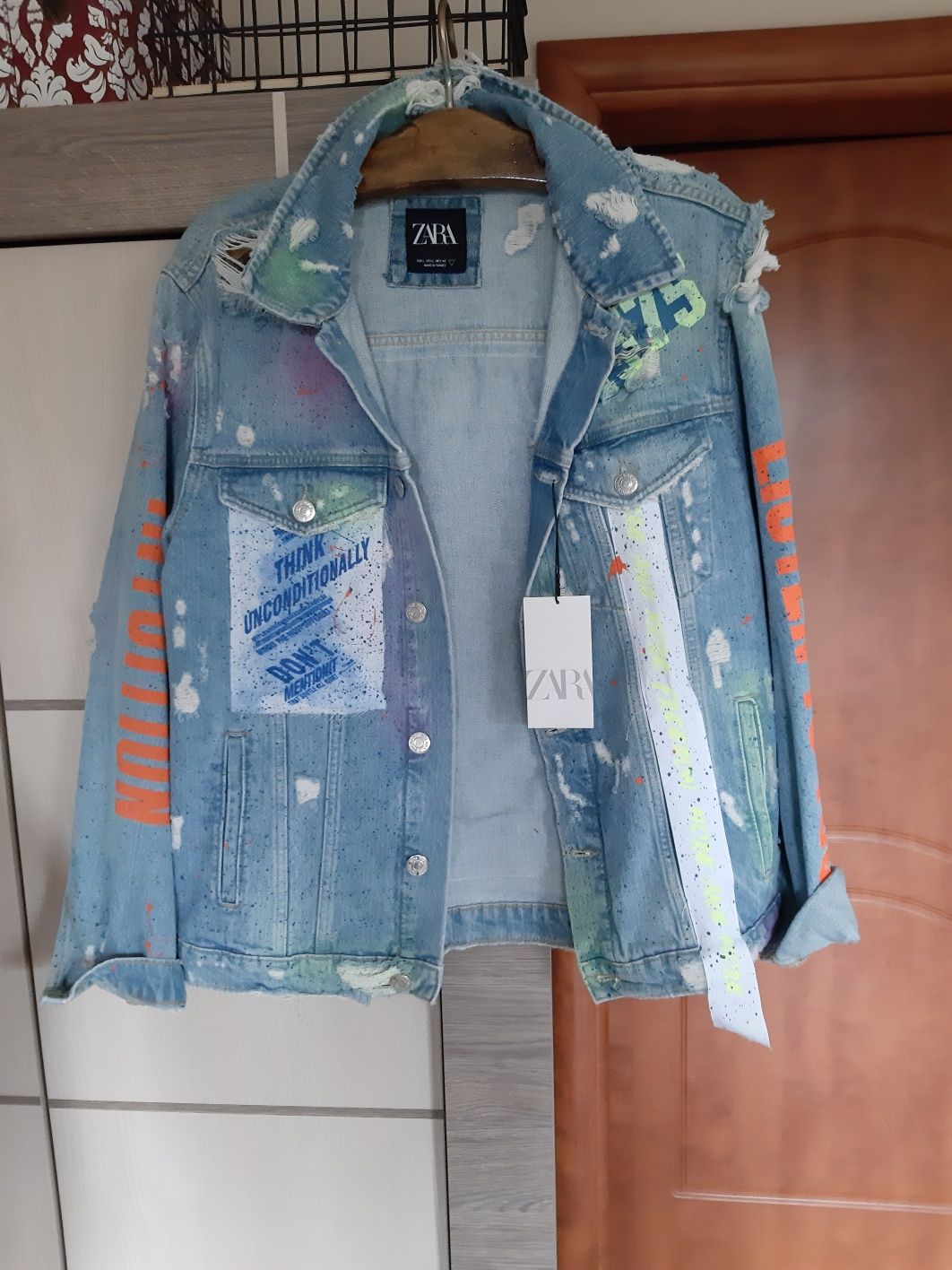 Kurtka zara L denim lato farba kolor męska limited jeans niebieska tkm