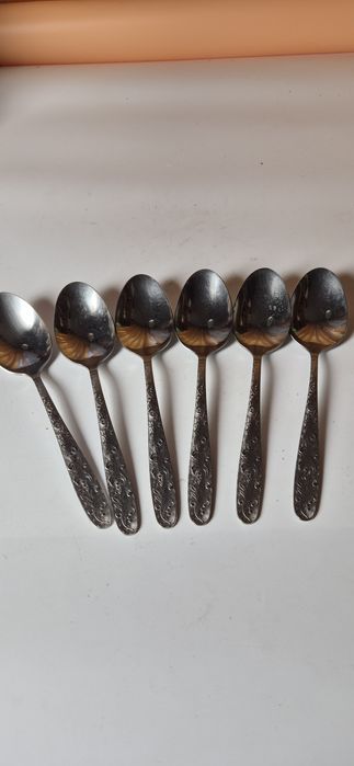 Piękne stare łyżki nerż komplet dla 6 osób starocia PRL T20