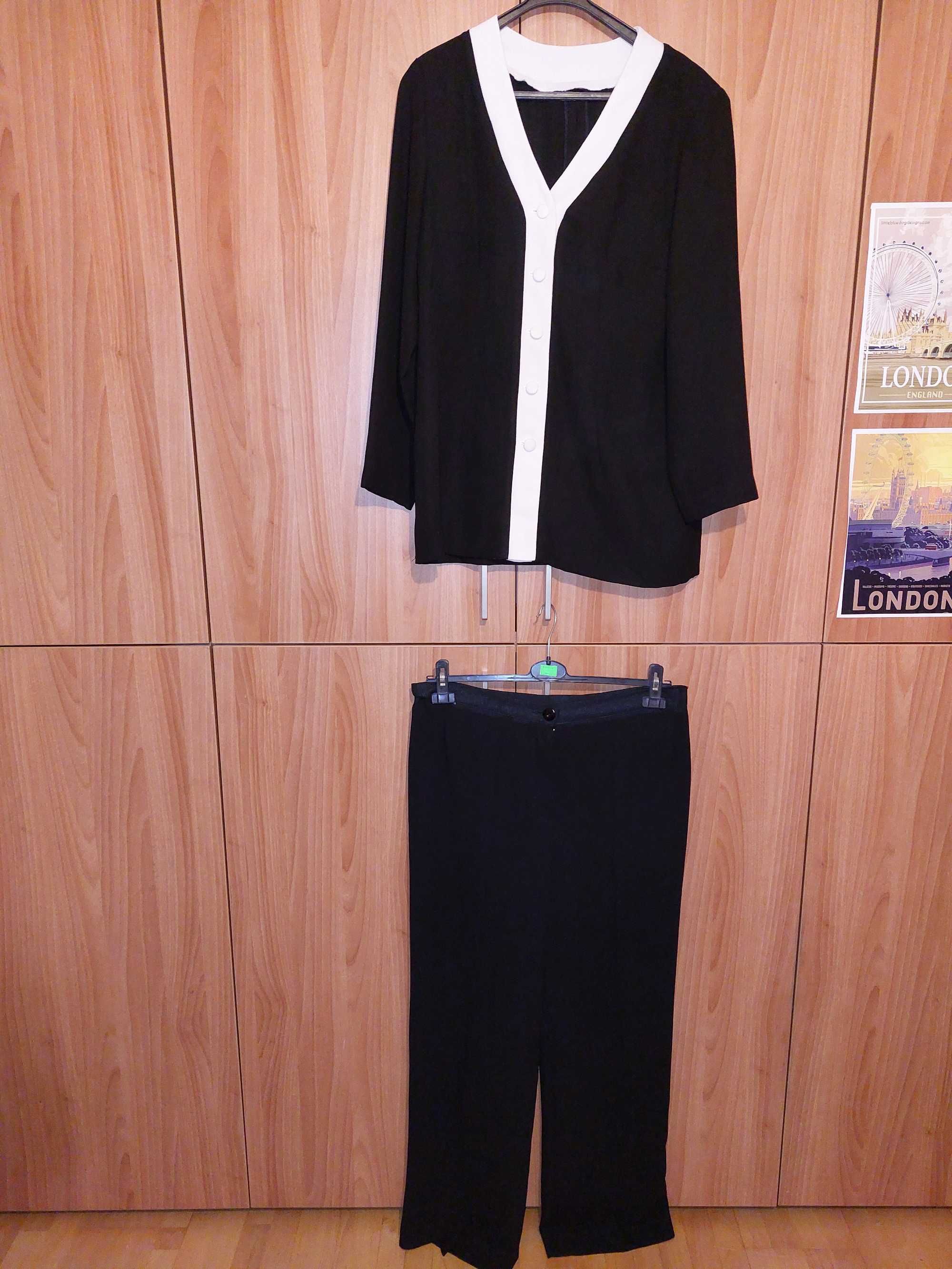 Garsonka r. 42 XL żakiet + spodnie czarna dla wysokiej kobiety 170cm