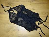 Lovehoney śliczny gorset czarny z majteczkami S