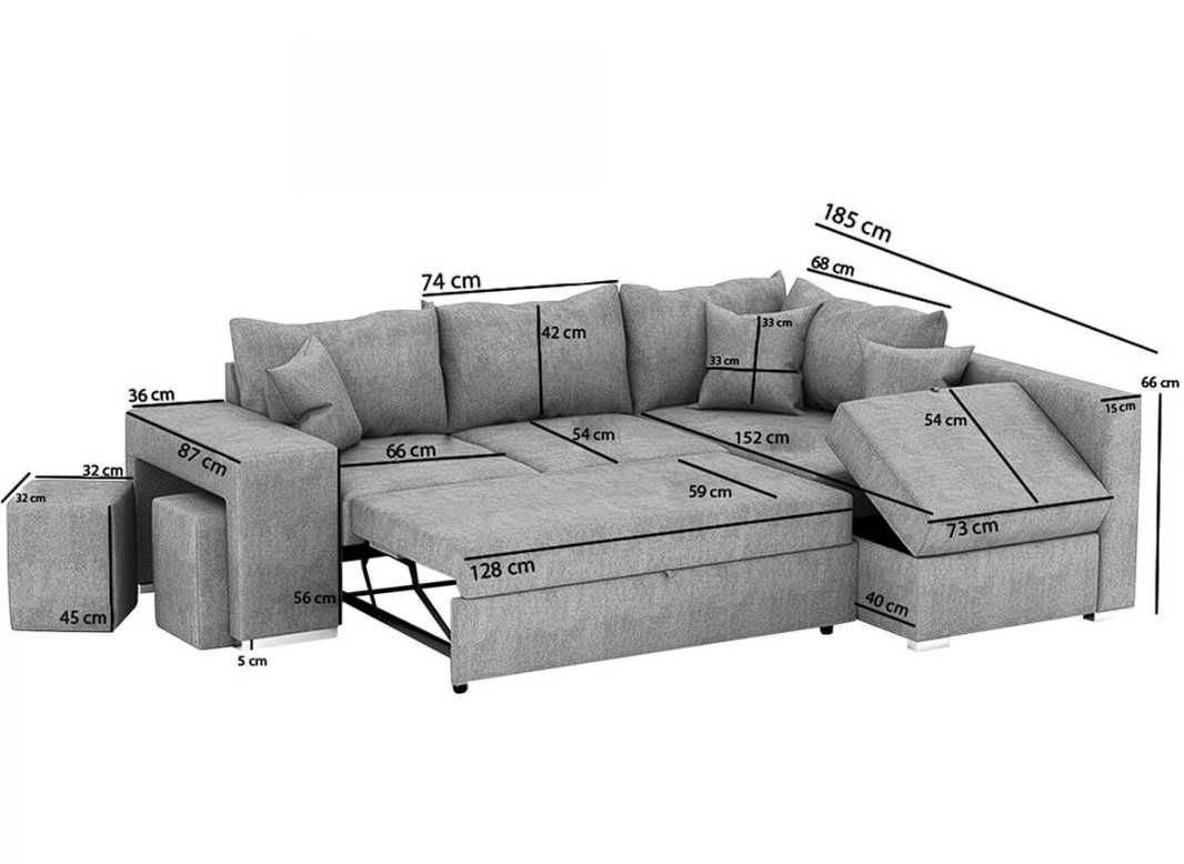 Sofa de canto reversível com cama - Cinza - Stark Moscow2 G3810