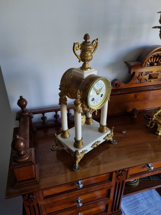 Zegar kominkowy antyczny zabytkowy ze Szwajcarii ANTYK XIX/XX wiek.