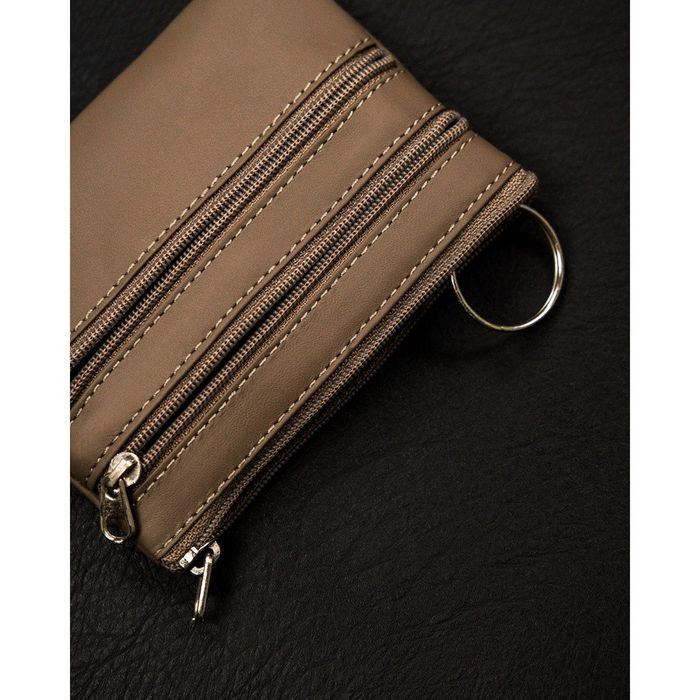 beżowe etui na klucze ze skóry naturalnej