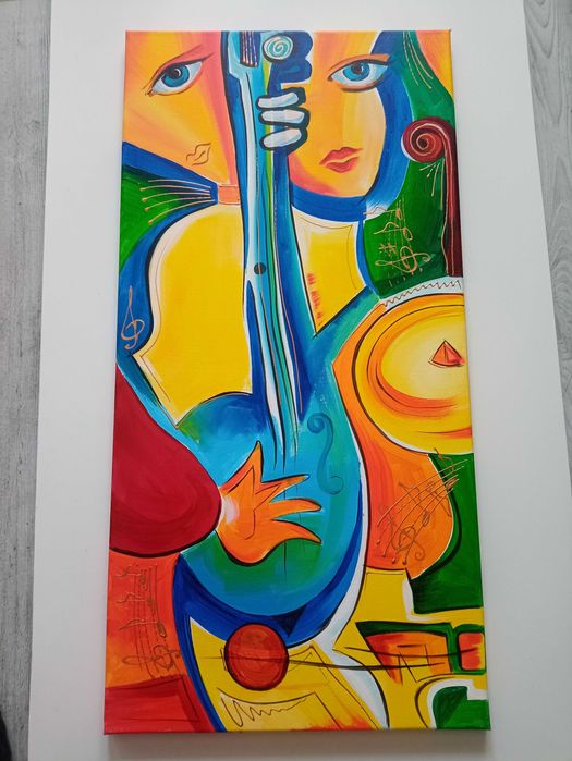 Obraz ręcznie malowany - abstrakcja muzyczna 40x85