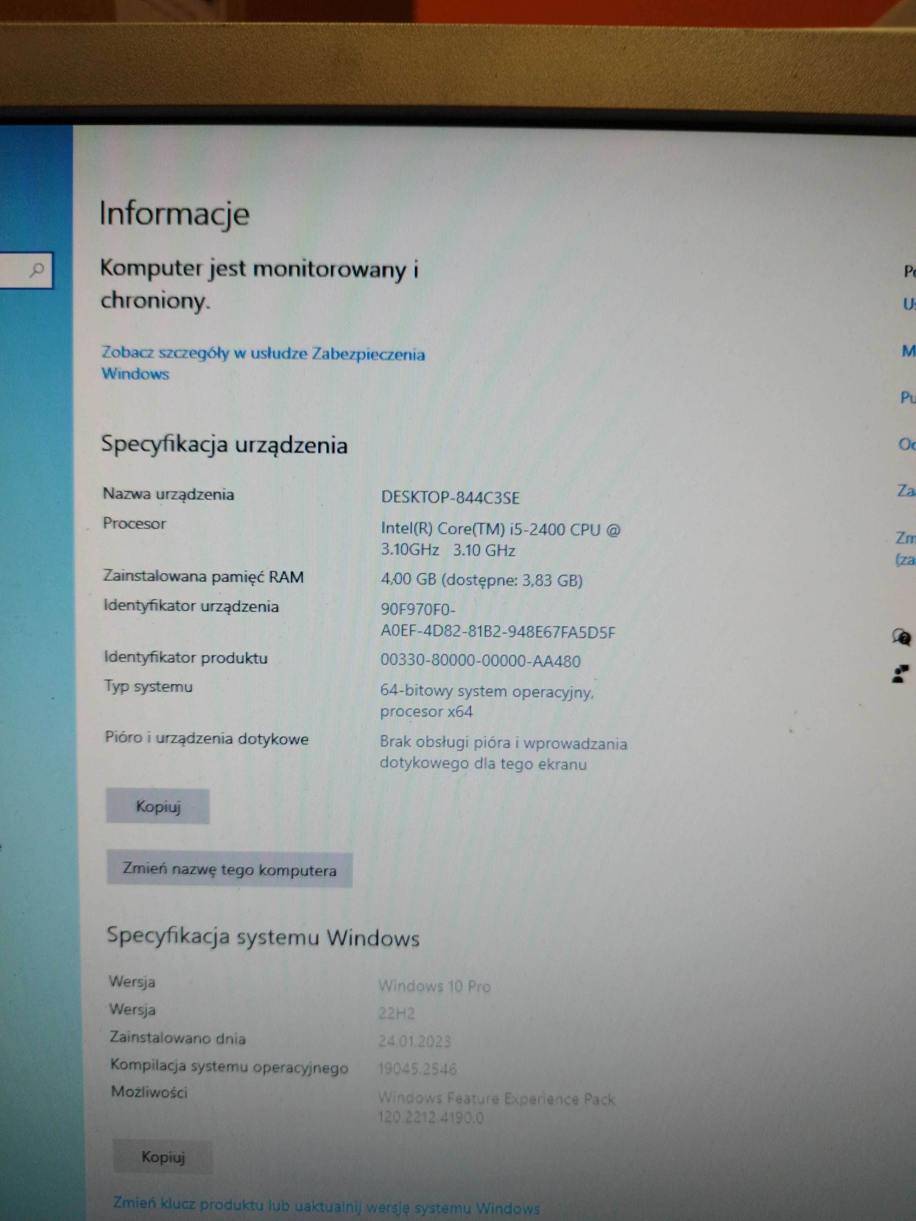 Komputer Core i5 4GB SSD+HDD Windows 10 Pro SPRAWNY