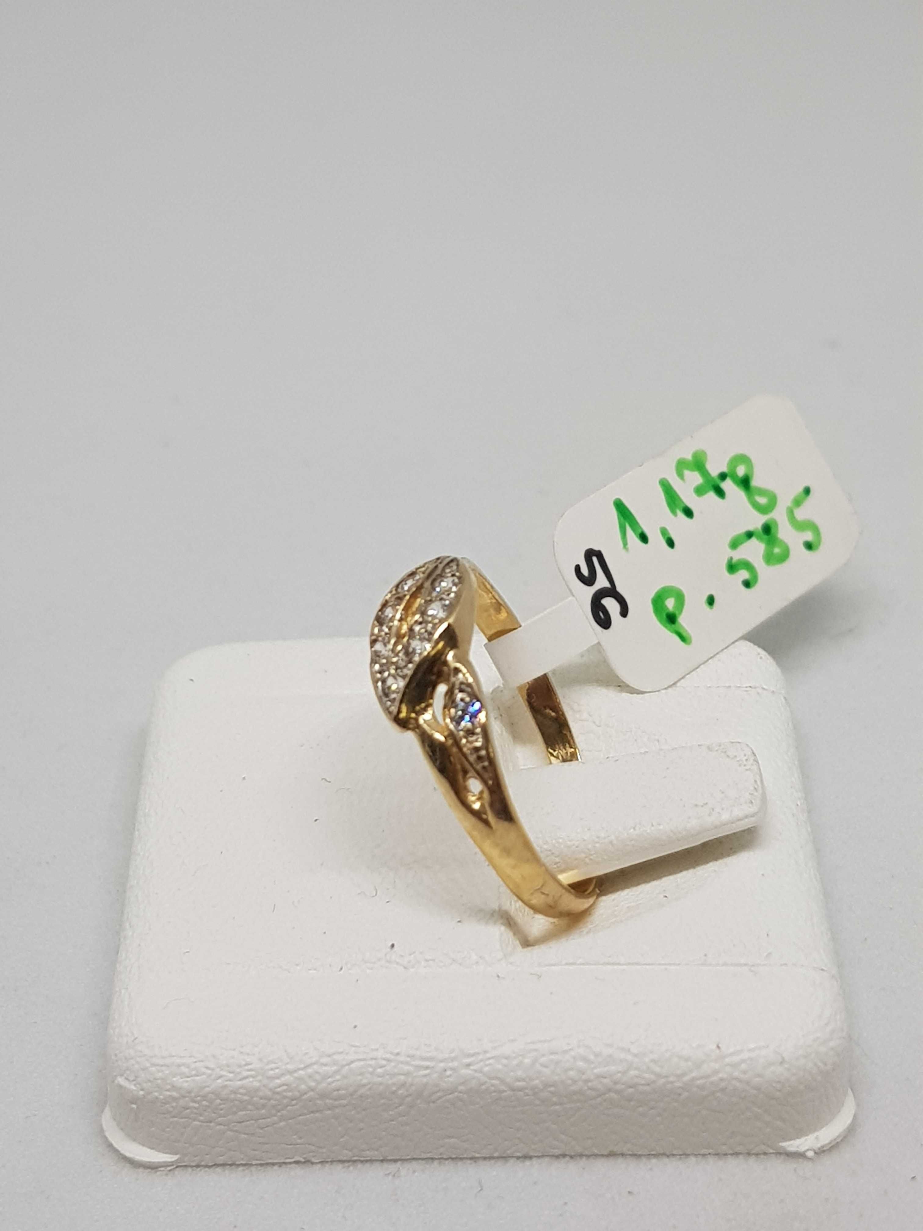 Złoty pierścionek z cyrkoniami złoto 585 r 15