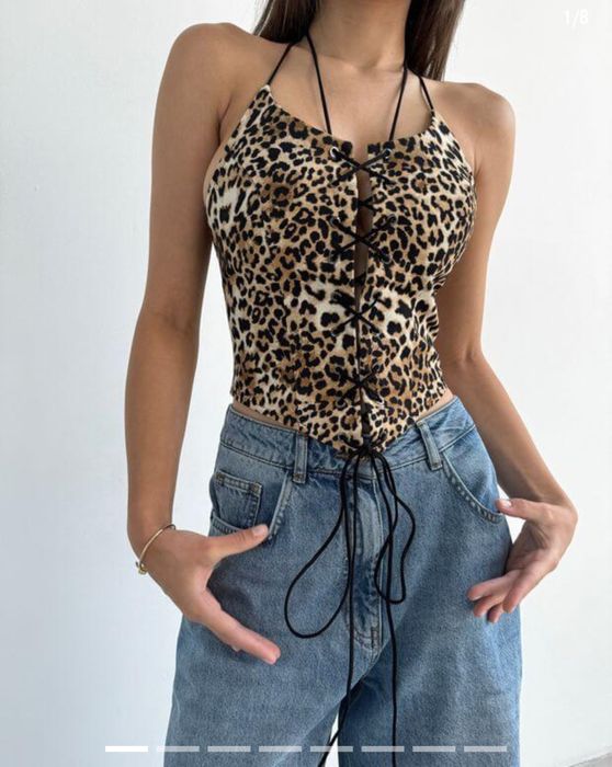 Корсет на шнурівці Rikky Hype, леопардовий принт