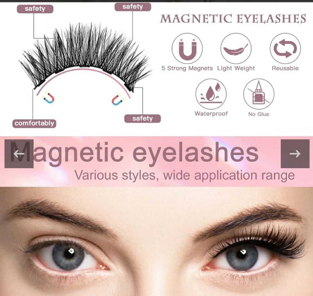 5x Magnetyczne rzęsy z eyelinerem, rzęsy o naturalnym wyglądzie, uleps