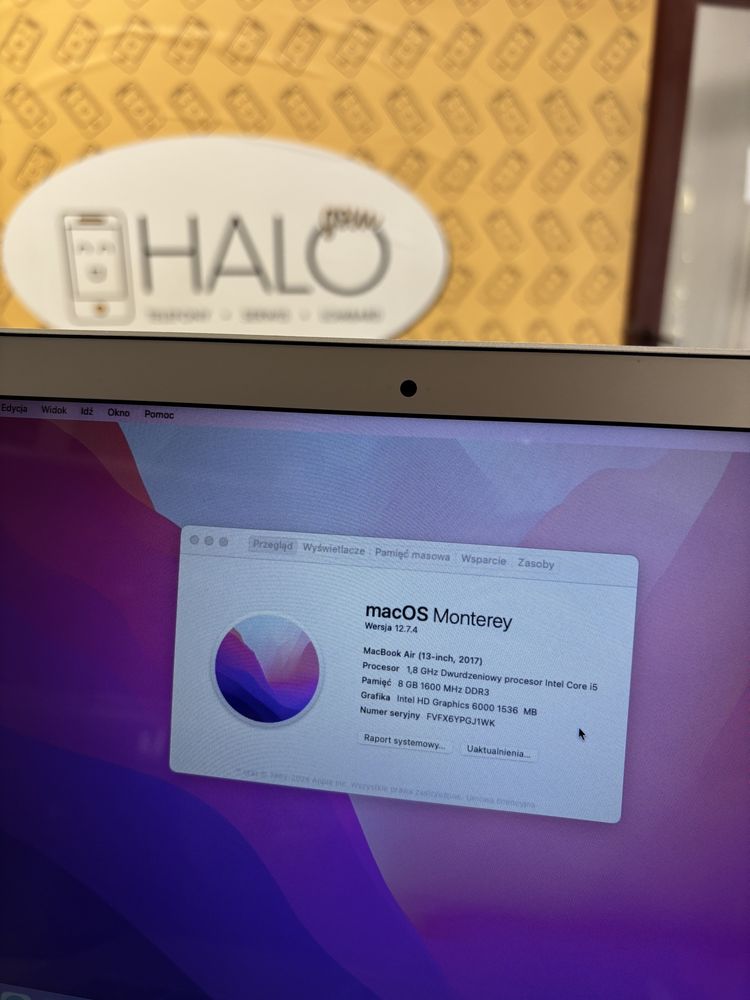 Macbook Air 13 A1466 i5/8GB128SSD Halogsm Piotrkowska 19