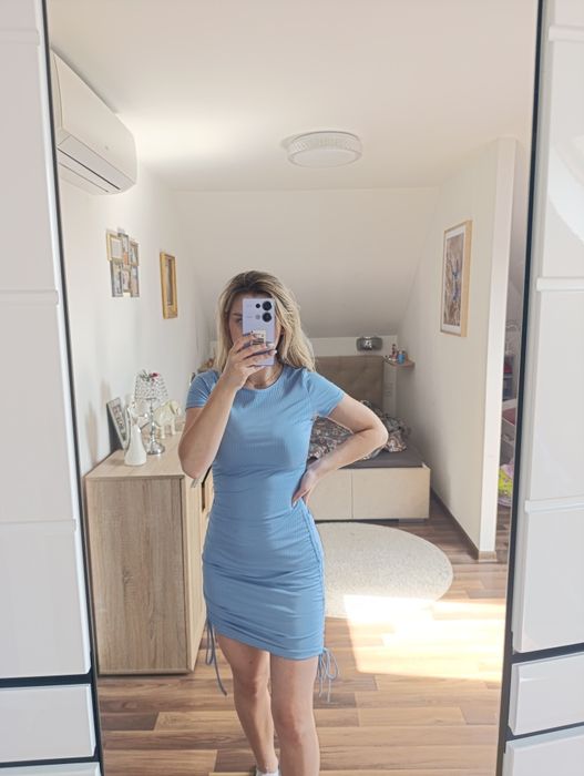 Sukienka marszczona dopasowana XS s letnia luźna kobieca