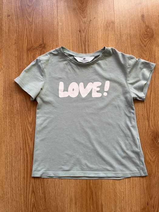 Koszulka dla dziewczynki miętowa krótki rękaw, roz 110/116, H&M