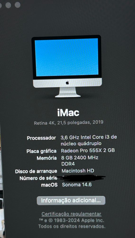 Imac Apple com Caixa Original Imac Retina 4k 21.5 polegadas 2019
