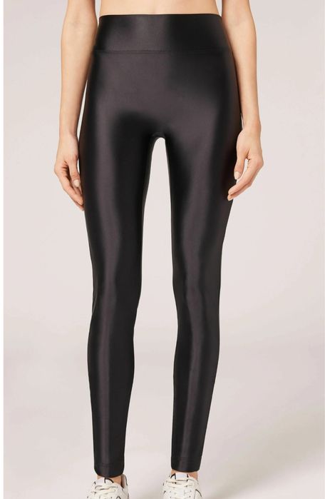 Leginsy calzedonia M czarne blyszczace