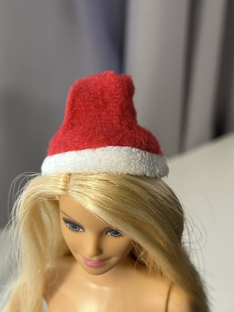 Zimowa Czapka świąteczna dla lalki Barbie Happy Christmas Day