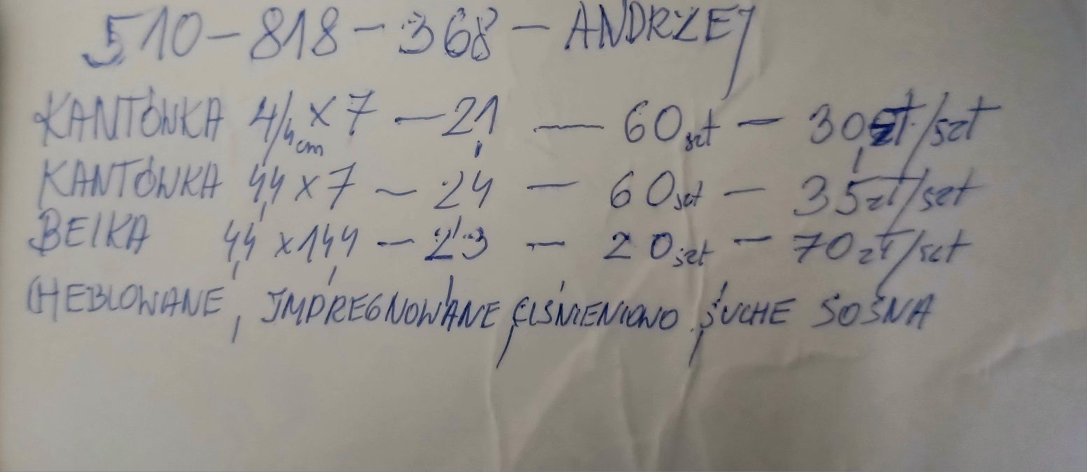 Kantówka, szalówka,  beki drewniane