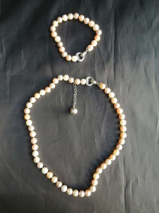 натуральний жемчуг кольє та браслет