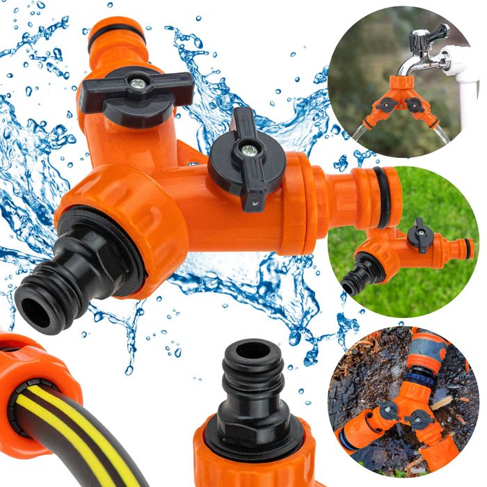 Rozdzielacz na wąż ogrodowy z 2 zaworami