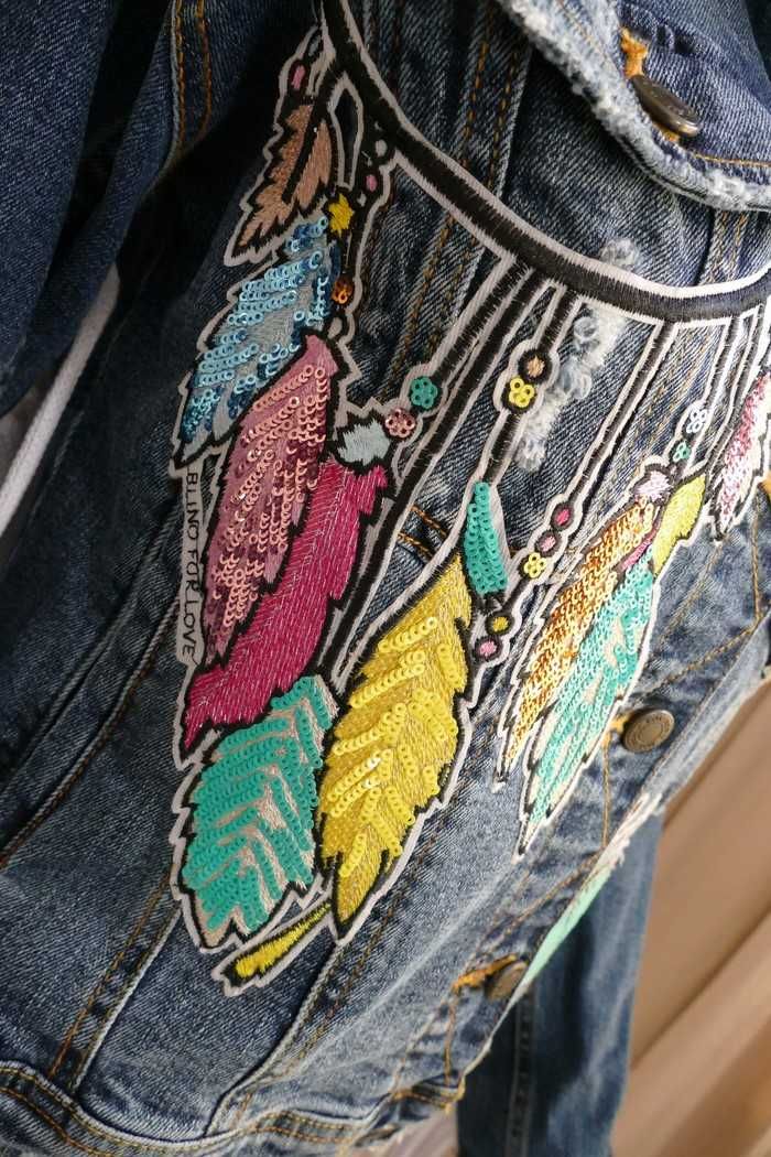 Zara Premium nowa jeansowa boho z frędzlami pompony  JEDYNA M-L