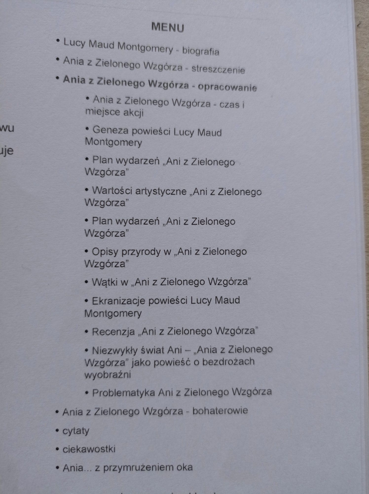 Streszczenie lektury pt:"Ania z Zielonego Wzgórza