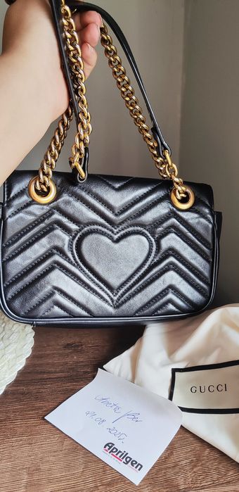 Gucci oryginalna czarna torebka Marmont Small skóra naturalna