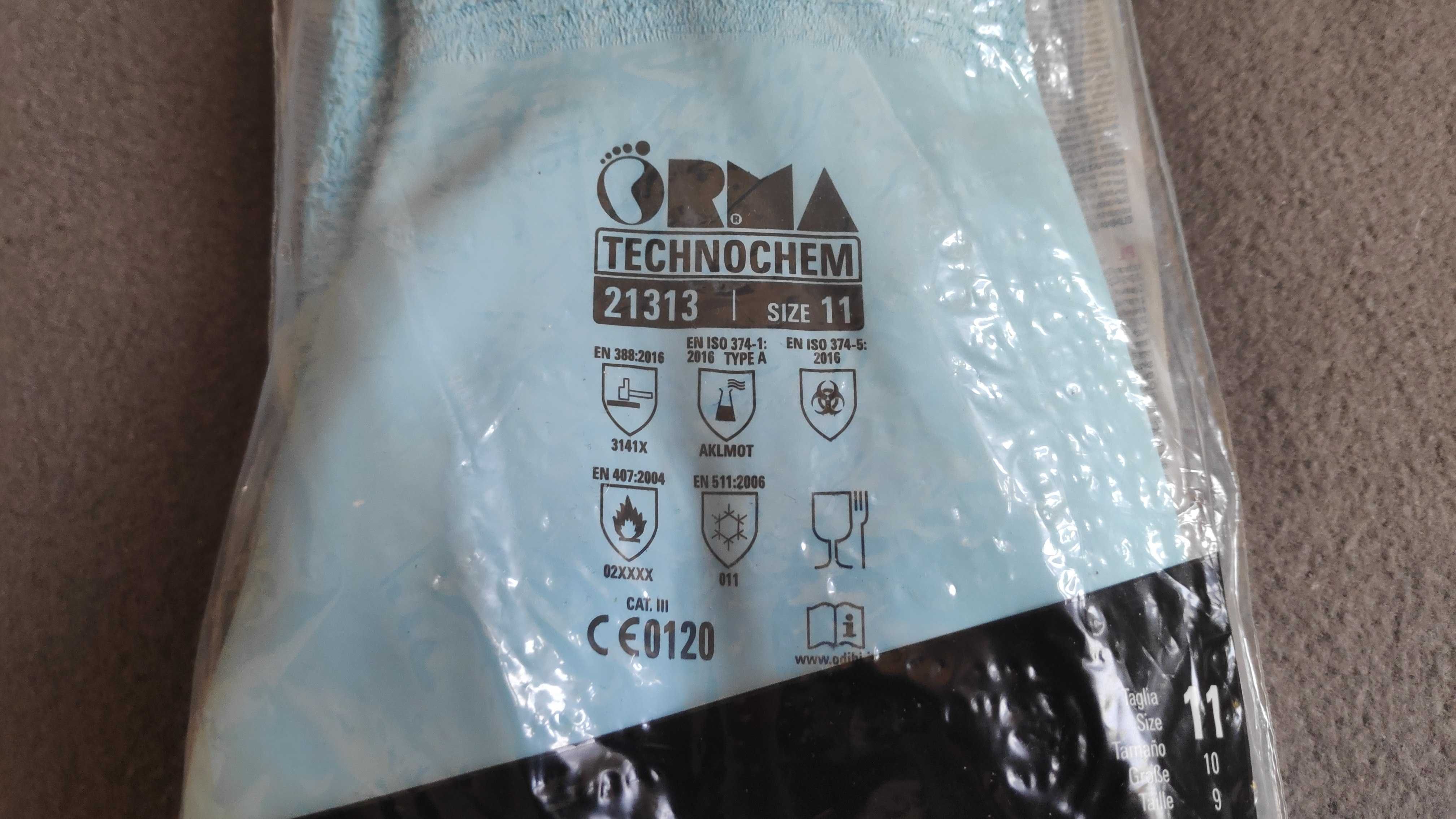 Włoskie rękawice ochrony chemicznej Orma Technochem rozmiar 11
