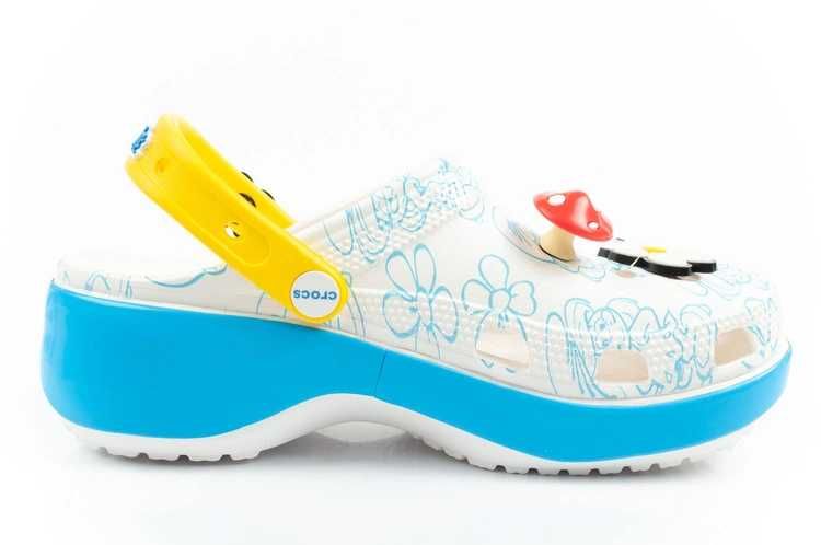 Crocs Smurfs klapki chodaki damskie na platformie Smerfy r. 36-42