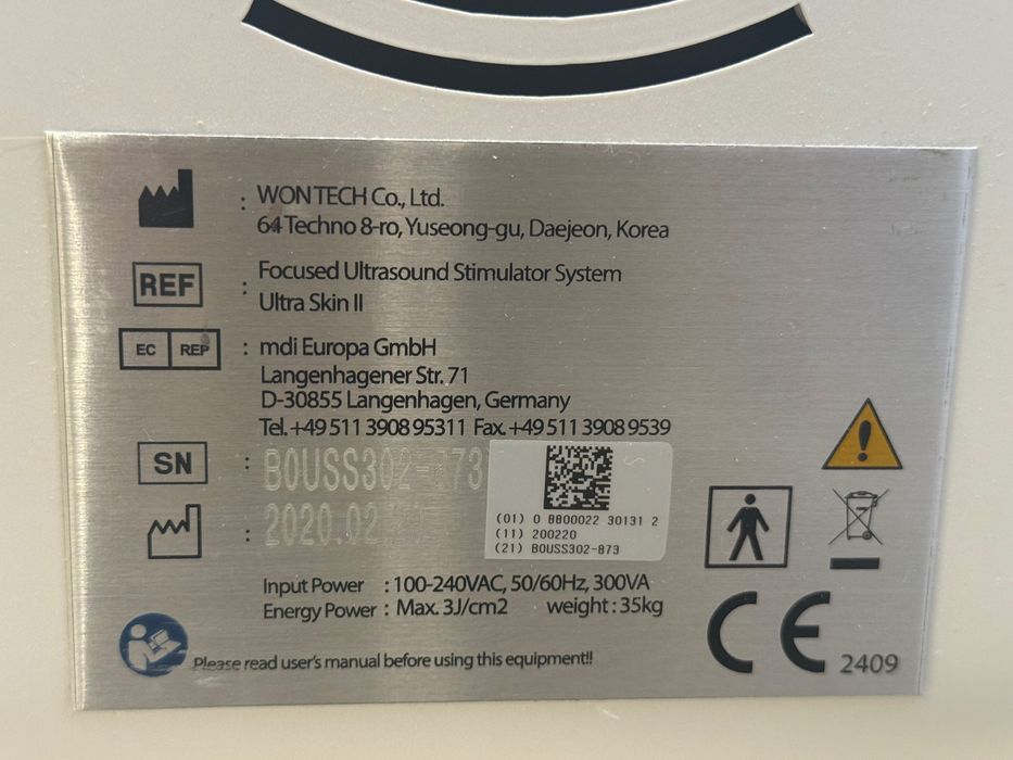 HIFU Ultra Skin II WONTECH używane - stan bardzo dobry Bielecka Clinic