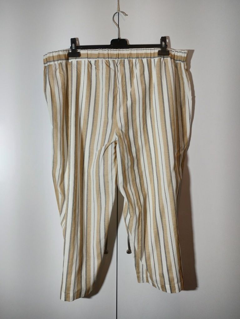 Nowe bawełniano-lniane spodnie damskie plus size.
