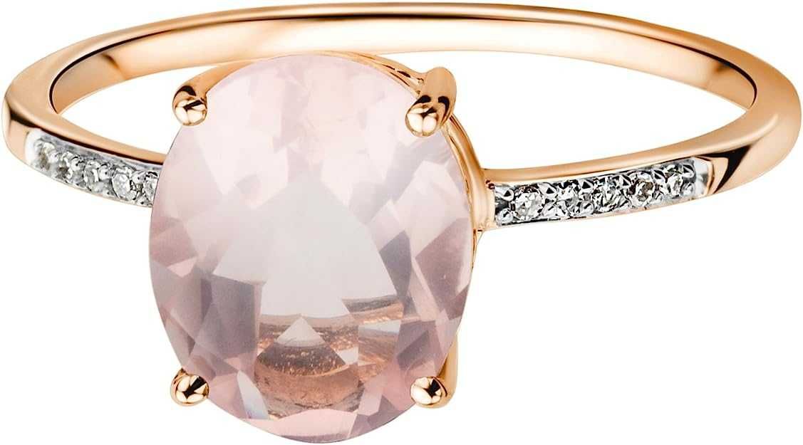 Damski pierścionek z brylantem 9-karatowego różowego złota  Certyfikat
