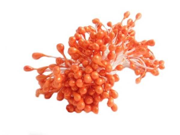 PRĘCIKI DO KWIATÓW NITKA 1600szt 3mm jasny pomarańcz ŚRODKI PT-045