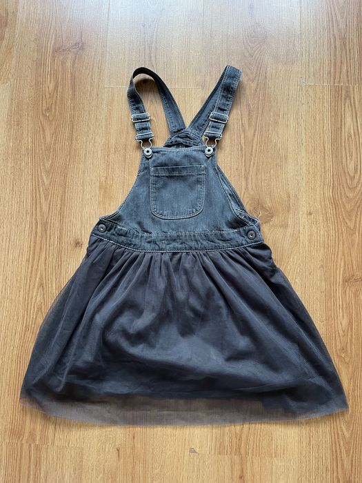 Spódnica na szelkach grafitowa dla dziewczynki, rozmiar 128, Smyk