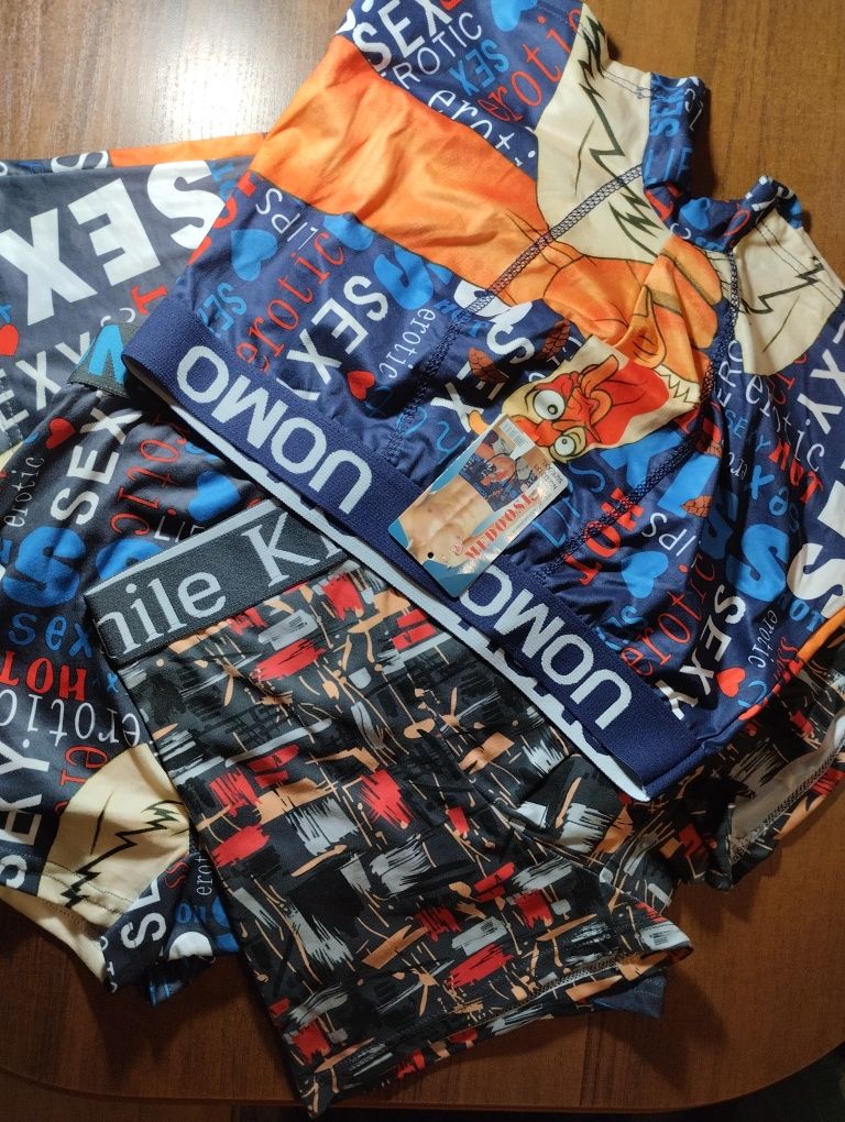 Śmieszne, kolorowe, bokserki męskie, rozmiar XXL, 4 pary