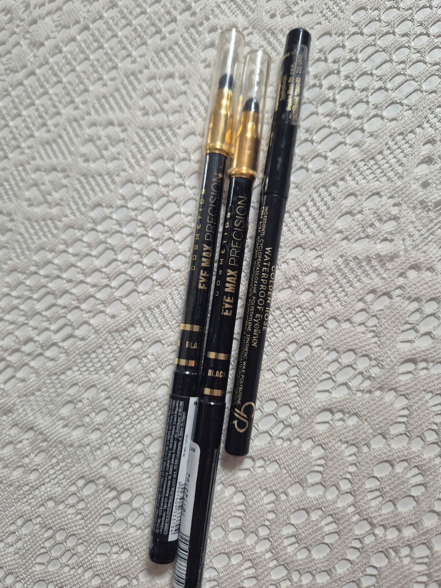 Kredki do oczu czarne eyeliner cat eye rimmel eveline Golden rose