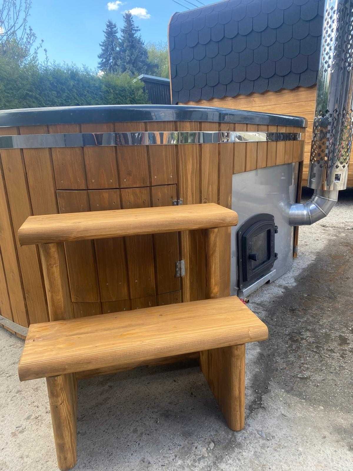 JACUZZI z piecem na drewno, hydromasaż, aeromasaż,kons.metalowa,LED