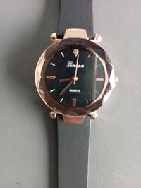 Geneva zegarek damski czarny złoty nowy duża tarcza