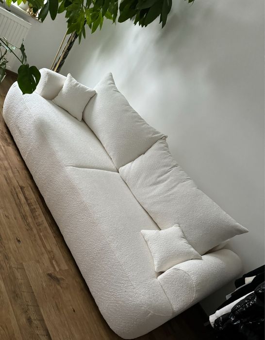 Sofa boucle/teddy  rozkladana z funkcją spania