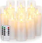 Zestaw 9 świec LED 14,5-19 cm z 2 pilotami biały akryl timer