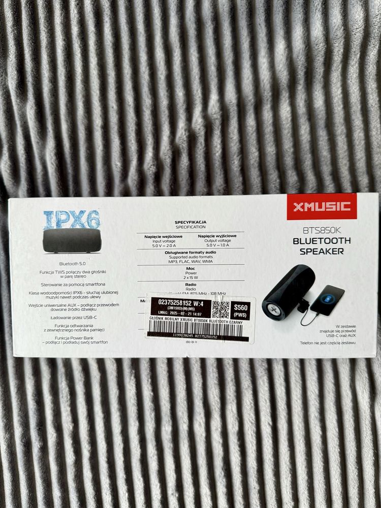 Głośnik mobilny XMUSIC BTS850K Radio FM/Bluetooth 5.0 Czarny