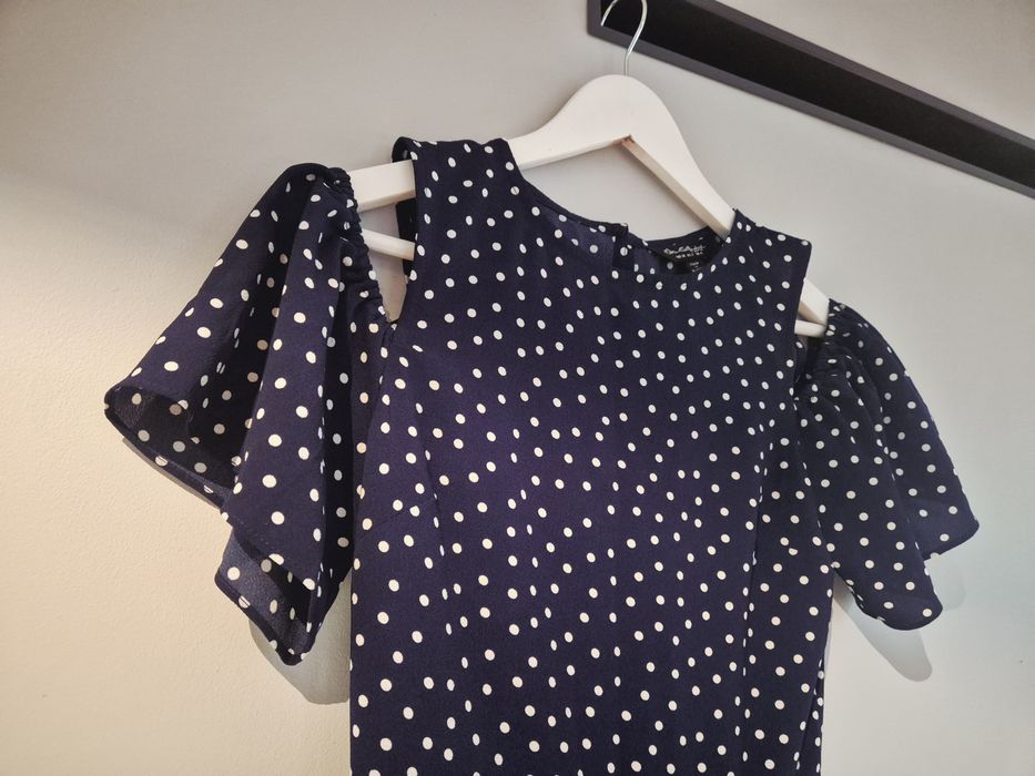 Sukienka MISS SELFRIDGE 34 XS granatowa w kropki groszki