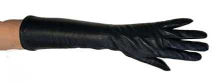 Rękawiczki skórzane damskie długie ciepłe Czarne 40cm L Wrocław