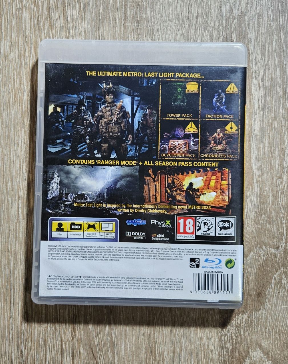 Metro Last Light Complete Edition PL Polska Wersja Ps3 Playstation 3