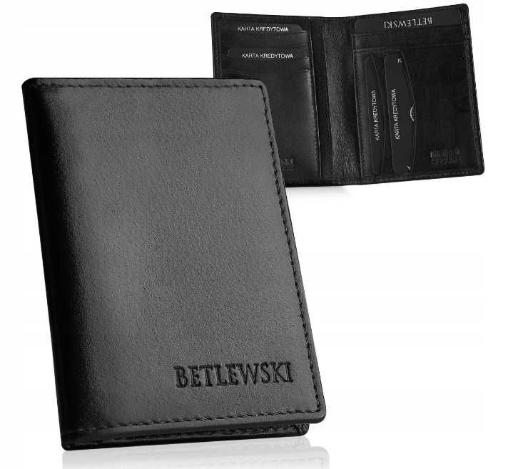 Etui Betlewski ze skóry naturalnej ziarnistej BESA-BF-12 czarny ttst26