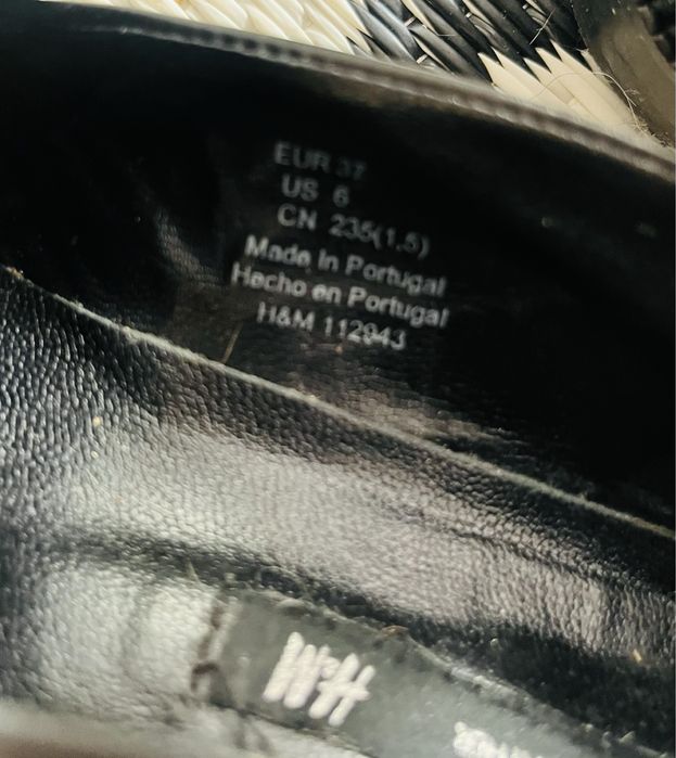 Skórzane botki buty czarne H&M 36 mokasyny